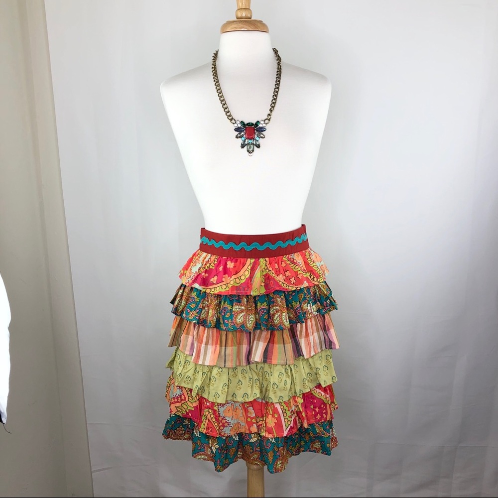 Pier 1 Imports Multicolor Ruffle Waist Apron NWOT